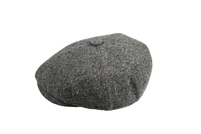 8 Panel Wool Blend Newsboy Cap – Classic Tweed & Herringbone Baker Boy Hat for Men & Women - color: Gray Tweed, size: Small