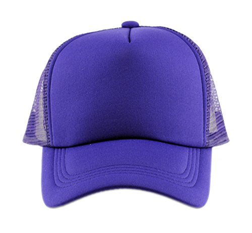 NYFASHION101 Plain Mesh Trucker Hat - Breathable 6-Panel Daily Snapback Cap, Customizable Ideal for DIY Embroidery & Patches - color: Purple