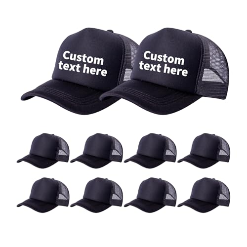 10 Pack of Blank Trucker Hat Bulk Men and Women Hats Bulk DIY Graffiti Mesh Hat Hot Stamping Hats - color: Black
