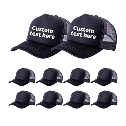 10 Pack of Blank Trucker Hat Bulk Men and Women Hats Bulk DIY Graffiti Mesh Hat Hot Stamping Hats - color: Black