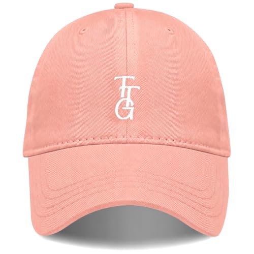 Kids Washed Cotton Baseball Cap, Unstructured Adjustable Toddler Hat for Boys & Girls - color: Pink