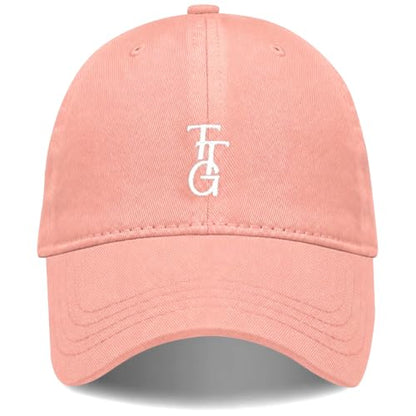 Kids Washed Cotton Baseball Cap, Unstructured Adjustable Toddler Hat for Boys & Girls - color: Pink