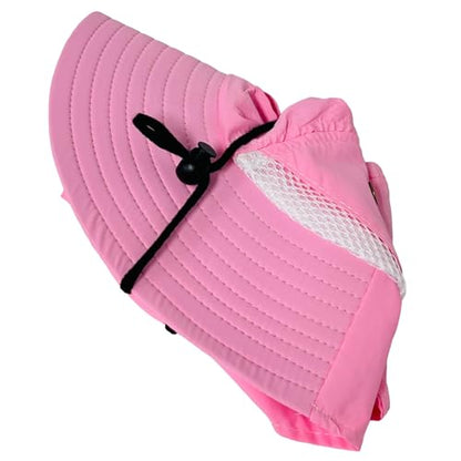 Packable and Adjustable Mesh Boonie Sun Hat with Neck Flap - color: Pink