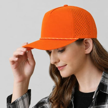 HH HOFNEN Quick Dry Baseball Cap Snapback Golf Trucker Hat for Men Women - color: Orange