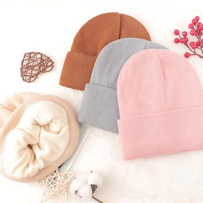 DRESHOW Winter Beanie for Women Men Fleece Lined Slouchy Knit Thick Beanies - color: 1 Pack Knit Beanie Hat: Pink