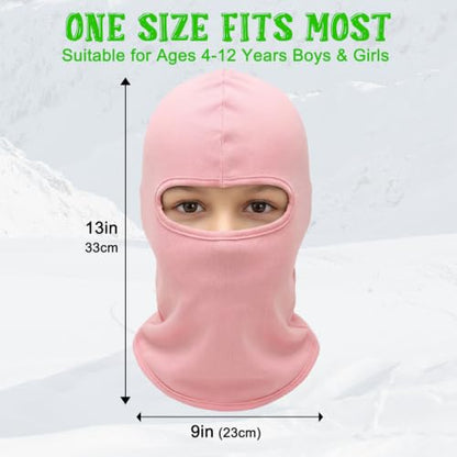 Kids Balaclava Ski Mask Winter Windproof Fleece Full Face Mask for Boy Girl - color: Pink