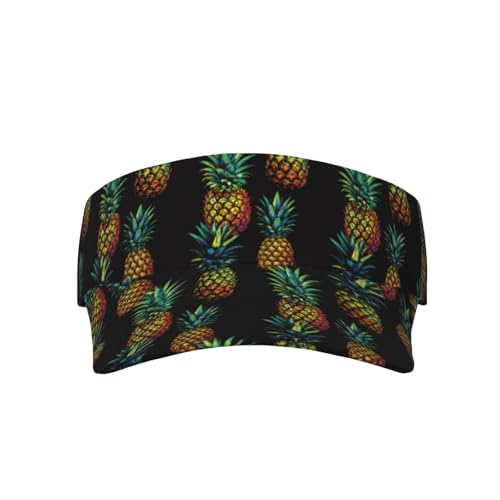 Sports Sun Visor Hats Adjustable Men Women Lightweight Packable Cooling Empty Top Visor Hat for Running, Tennis, Golf - color: Pineapple Black, size: 1-2