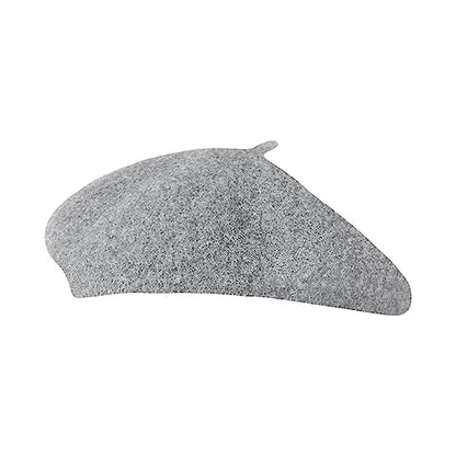 Gllutt Women Wool Beret Hat French Style Solid Color - color: Light Grey
