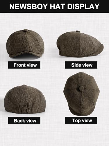 Senker Fashion 2 Pieces Newsboy Cap for Men - color: Dark Grey Dark Brown