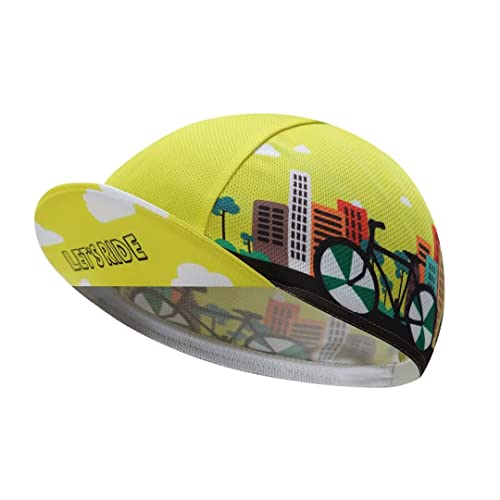 Funny Cycling Cap - Polyester Skull Cycling Hat-Under Helmet -Cartoon Cycling Helmet Liner Breathable&Sweat Uptake - color: Fuu-yellow