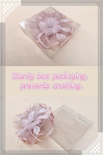 SAFERIN Fascinator for Women Hair Clip Hat Bowler Feather Flower Veil Wedding Party Hat Tea Hat - color: Ta1-pink Feather