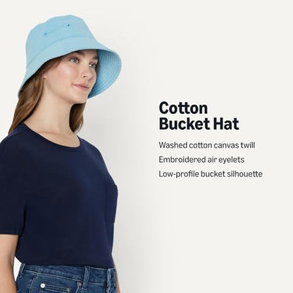 Amazon Essentials Women's Washed Cotton Bucket Hat - color: Light Blue, size: Small-Medium