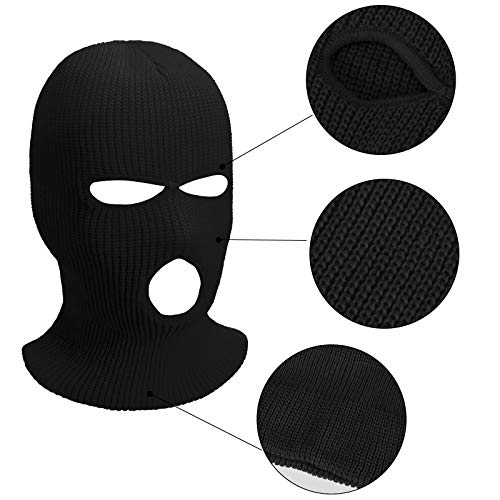 3 Pieces 3 Hole Ski Mask Knitted Full Face Cover Adult Balaclava Knit Ski Face Cover Thermal Knitted Head Wrap for Men Women - color: Black, Gray, Navy Blue