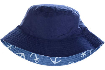 BYOS Unisex Trendy Reversible Lightweight Printed Bucket Hat Packable Outdoor - color: Anchor Mid Denim