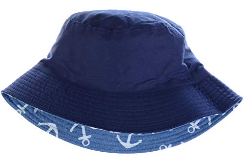 BYOS Unisex Trendy Reversible Lightweight Printed Bucket Hat Packable Outdoor - color: Anchor Mid Denim