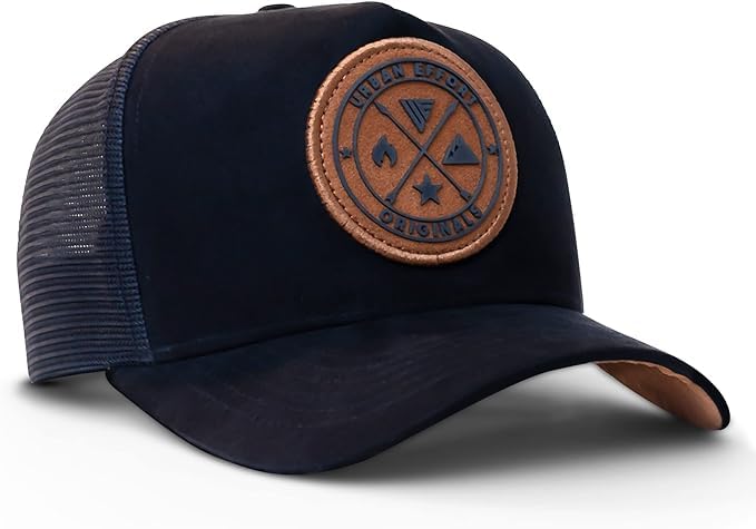 Urban Effort Trucker Hat for Men & Women, Mesh Back Baseball Cap, 5 Panel - color: Black, style: Mesh Back