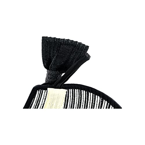 Womens Foldable Straw Sun Visor, Packable Roll‑Up Beach Hat with Wide Brim - color: Black & White
