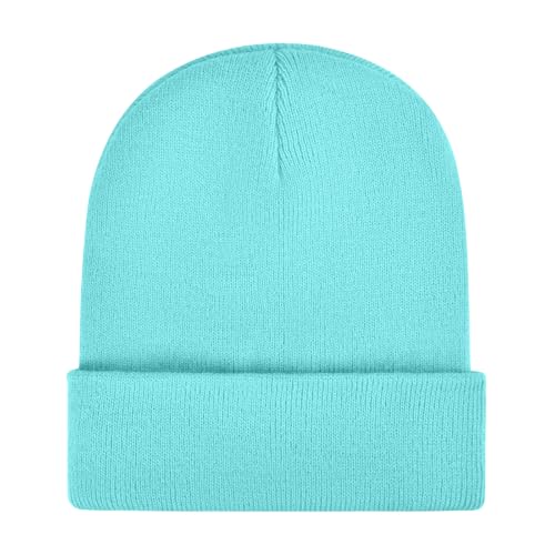 ZOORON Beanie for Men Women Warm Winter Hat Unisex Soft Knit Cuffed Beanie - color: Lake Blue