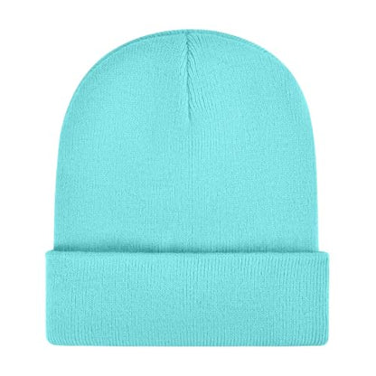 ZOORON Beanie for Men Women Warm Winter Hat Unisex Soft Knit Cuffed Beanie - color: Lake Blue
