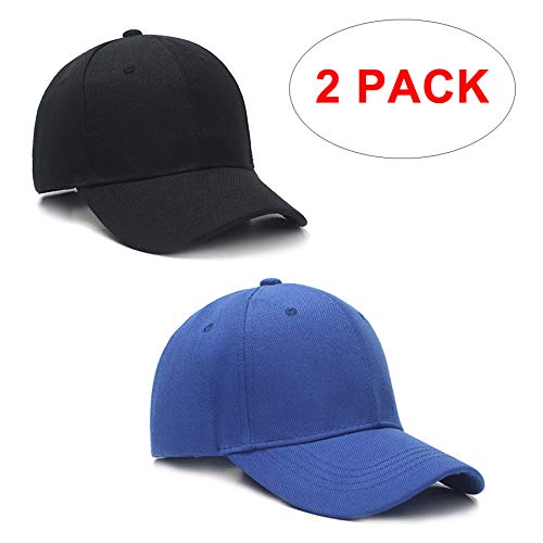 PFFY 2 Packs Baseball Cap Golf Dad Hat for Men and Women - color: Royalblue+black