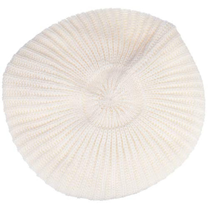 an Fall Winter Knit Beanie Beret Hat for Women Soft Knit Lining Many Styles - color: Ivory