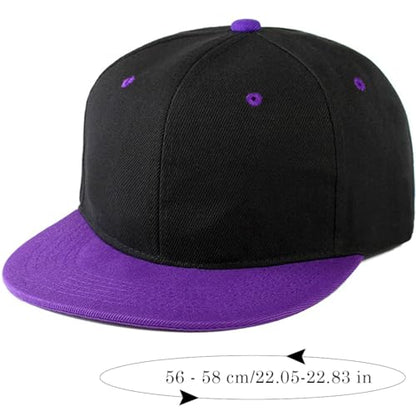 Snapback Hat Flat Bill Visor Hats Adjustable Hip Hop Baseball Cap for Women Men - color: Black Purple