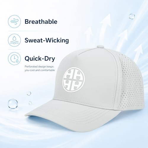 HH HOFNEN Quick Dry Baseball Cap Mesh Snapback Hat Golf Ball Cap Men Women - color: 2-black+gray