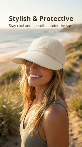 Women's Ponytail Wide Brim Sun Hat UPF 50+， Adjustable Ultralight Travel Hiking Beach Cap with for Outdoor Gardening - color: White