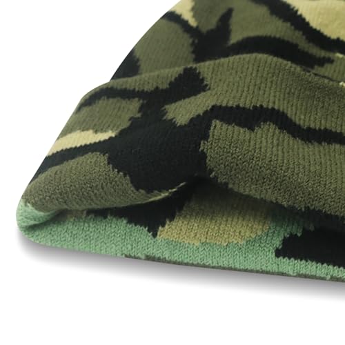 PFFY Beanie for Men Women Unisex Knit Cuffed Winter Beanies Hats Skull Cap - color: Camo Purple