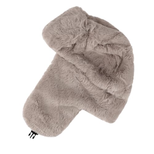 Womens Faux Fur Fuzzy Trapper Hat Winter Ear Flap Trooper Aviator Hat - color: Brown