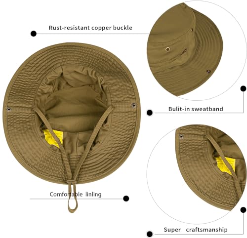 Sun Hats for Men Women Bucket Hat UPF 50+ Boonie Hat Foldable UV Protection Hiking Beach Fishing Summer Safari - color: 1pack-brown