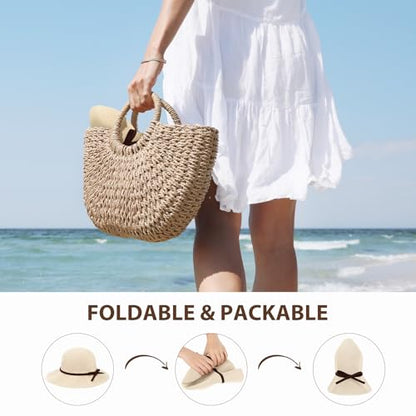 Beach Hats for Women, UPF 50+ UV Protection Foldable Sun Hat Summer Travel