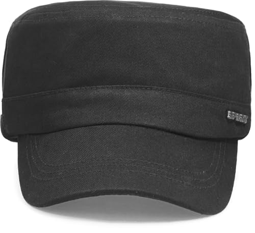 Unisex Cadet Army Cap Military Flat Top Hat for Men Women - color: Black