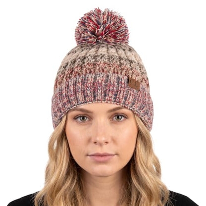 C.C Exclusives Women's Winter Seed Stitched Confetti Pom Beanie Hat (HAT-1816)(HAT-2214)(HAT-2085)(HAT-3841) - color: Beige