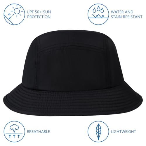 BASSDASH UPF50+ Fishing Bucket Hat for Men Women Lightweight Water Resistant Packable Outdoor Summer Sun Hats FH13 - color: Black