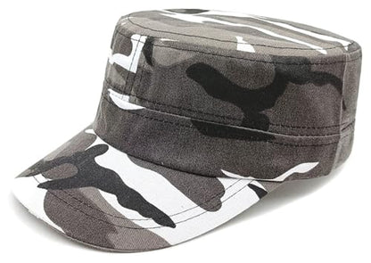 2 Pack Cadet Army Caps Flat Top Military Hats for Men Women - color: City Camo
