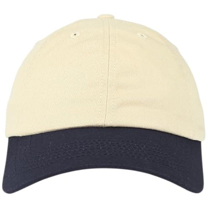 E BY ELIDAN Two Tone Dad Hat, Low Profile Baseball Cap - color: Stone Navy