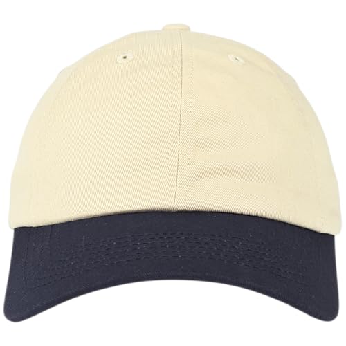 E BY ELIDAN Two Tone Dad Hat, Low Profile Baseball Cap - color: Stone Navy