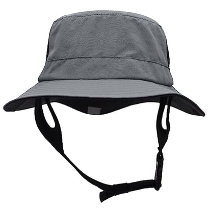 Men Bucket Hat Wide Brimmed Foldable Ladies Surf Sun Hat UPF50+ - color: Dark Grey