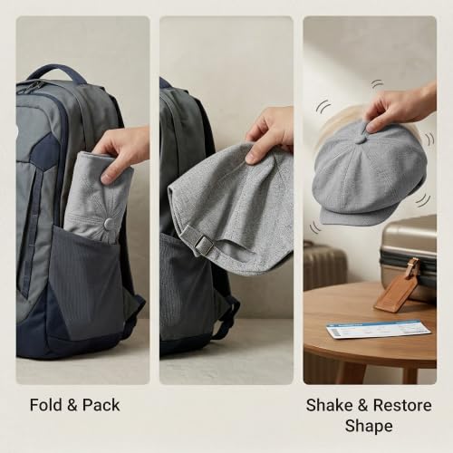 ZLYC Newsboy Cap for Men Summer Flat Cap Lightweight Beret Hat - color: Buckle Light Gray