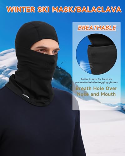 Winter Balaclava Ski Mask for Men Women Thermal Face Mask Breathable Face Cover for Cold Weather Motorcycle Snowboard - color: Navy Blue(with Breath Hole)