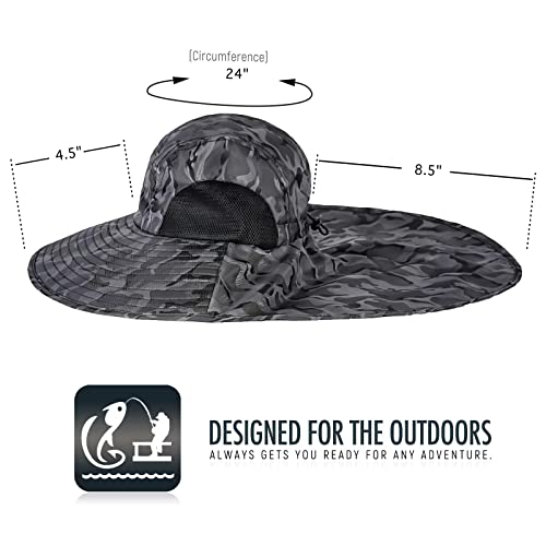 Outdoor Sun Hat for Men with 50+ UPF Protection Safari Cap Wide Brim Fishing Hat with Neck Flap, for Dad… - color: Gray Camouflage