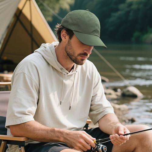 Clakllie Quick Dry 5 Panel Cap for Men Summer Folding Outdoor Hat Breathable Baseball Cap Unstructured Running Hiking Hats - color: Cduk-bssq2582-army Green