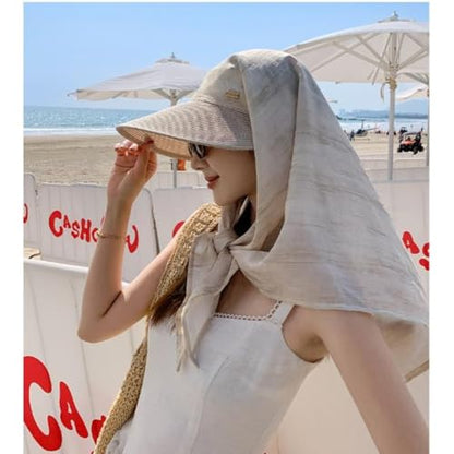 Sun Hats for Women Sun Protection Wide Brim Shawl with Neck Flap Hiking Visor Hat Outdoor UV Summer Beach hat - color: Xueya