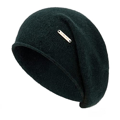 Knit Slouchy Beanie Hats for Women Cashmere Ski Cap Knitted Wool Soft Warm Winter Hat - color: A09-dark Olive