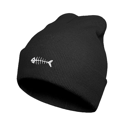 Cool Graphic Beanie for Men and Women - Black - color: Fish Skeleton
