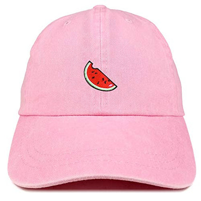 Armycrew Watermelon Embroidered Patch Unstructured Cotton Washed Baseball Cap - color: Pink