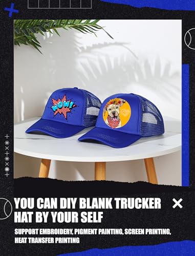 Tarpop 10 Pcs Sublimation Blank Trucker Hats Bulk - color: Royal Blue