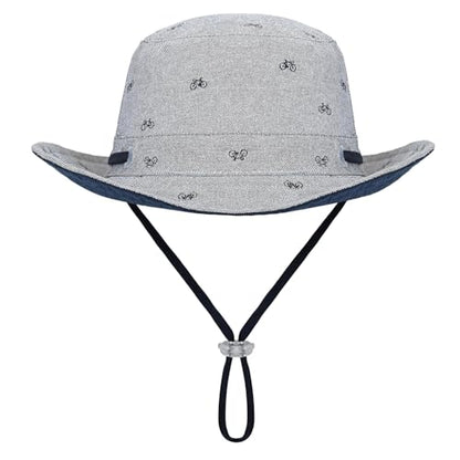 Kids Toddler Baby Boy Sun Hat Summer Bucket Hats with UPF 50+ UV Sun Protective - color: Bike/Grey, size: 0-6 Months