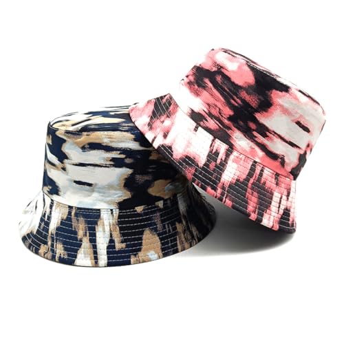 Men Women Unisex Graffiti Bucket hat, Packable Outdoor Summer Fishing Sun hat, Double-Sided Beach Cap - color: Navy Blue